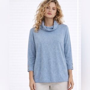 $80 Talbots Women’s Turtleneck Cotton Blend Sky Blue Sweater Plus 1X NWT